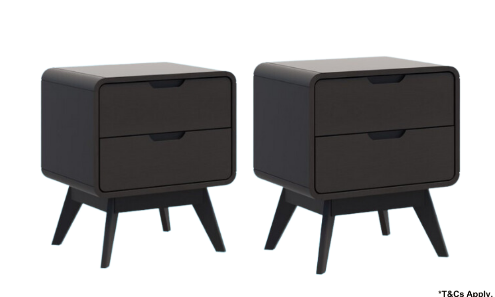 OSLO Bedside Tables Set of 2 - Black