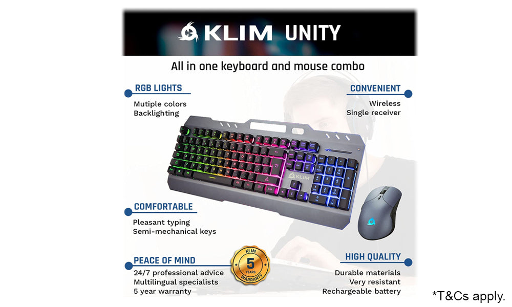 KLIM Unity Wireless Keyboard and Mouse Set