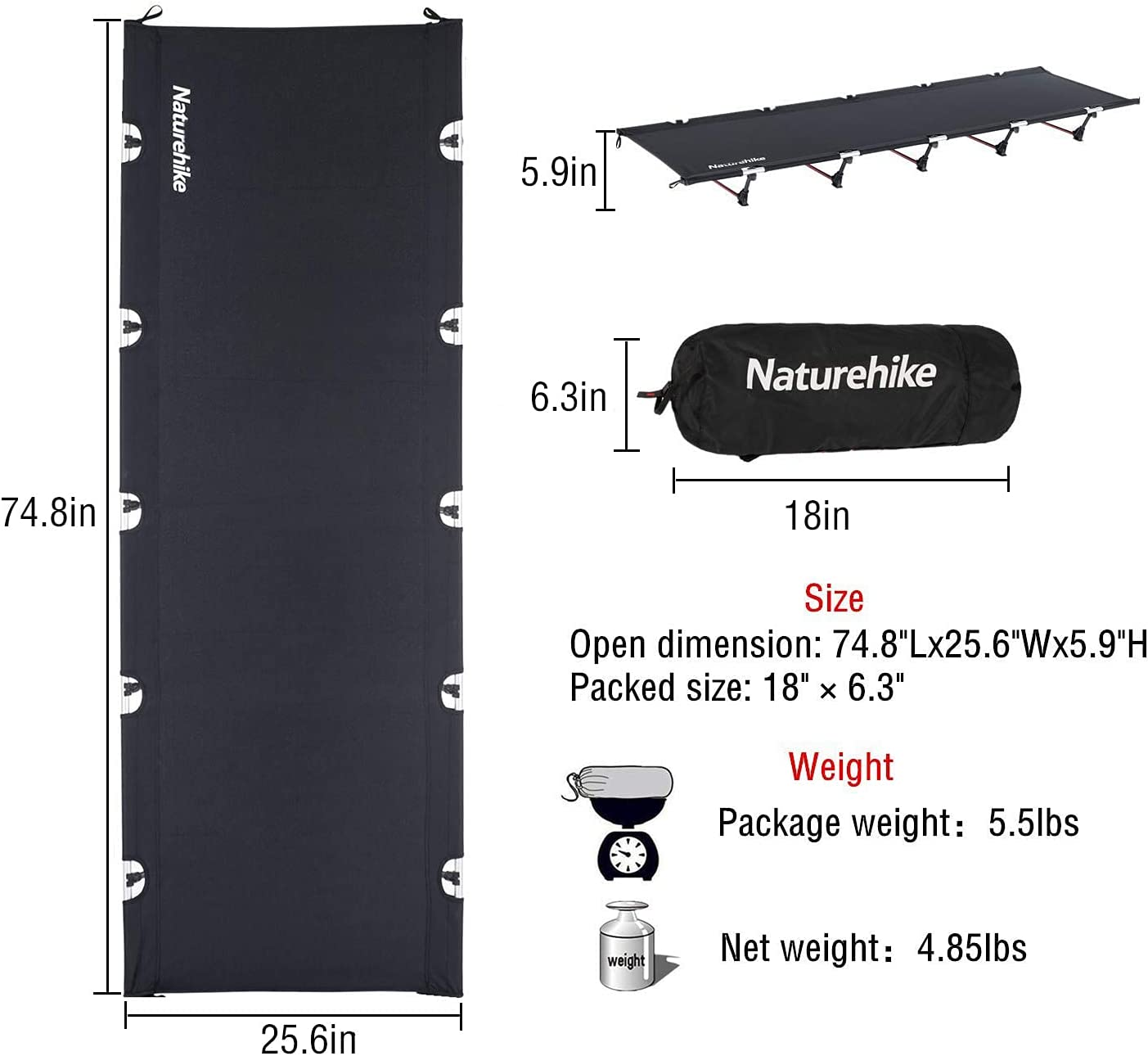 Naturehike Ultralight Folding Camping Cot Bed