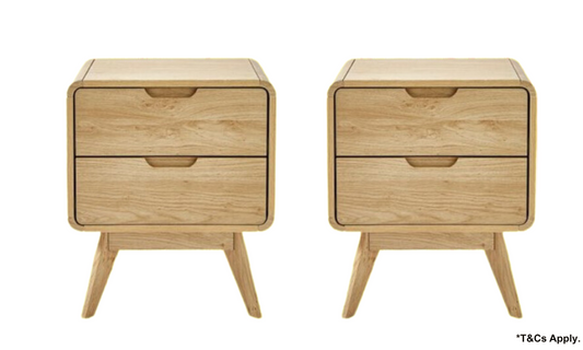 OSLO Bedside Tables Set of 2 - Oak