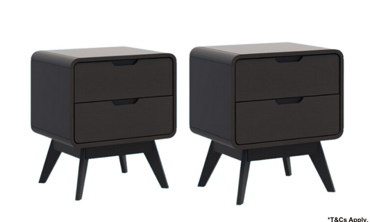 OSLO Bedside Tables Set of 2 - Black