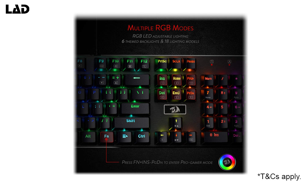 Redragon RGB LED Backlit Wired Mechanical Gaming Keyboard