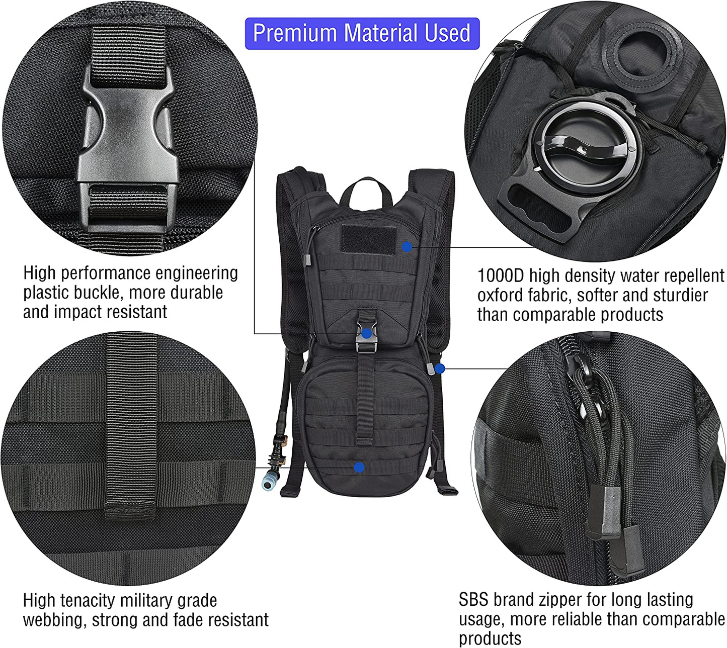 MARCHWAY Tactical Molle Hydration Backpack 3L TPU Water Bladder